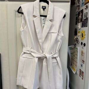 INC Vintage Cream Sleeveless Blazer Vest